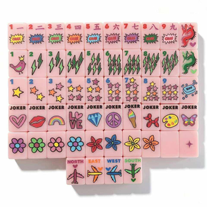Modern Pop Art Pink Airplane American Mahjong Set Vibrant Rainbow Star Fantasy Themed Mahjong <b>Tiles</b> - Product Image 1