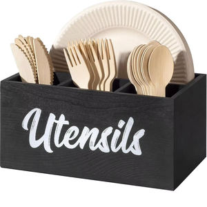 Organizador de Cubiertos de 4 Compartimentos, Madera de Pino Ecológica, Nuevo Organizador Superior para Cubiertos y Utensilios de Cocina - Product Image 1