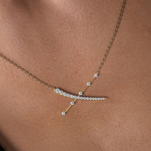 0.35ct Kim Cương Tự Nhiên Wedding X Vòng Cổ Rắn 14K Vàng Vàng Trang Sức - Product Image 2