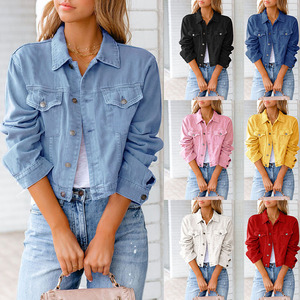 Veste en jean nouvelle collection printemps-été, haut à manches longues, 10 couleurs, veste courte décontractée pour femmes - Product Image 2