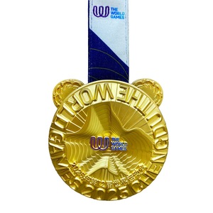Médaille personnalisée 3D Jeux Mondiaux en alliage de zinc plaqué or, design oreilles de panda, pour les Jeux Mondiaux de Chengdu 2025, avec logo personnalisé - Product Image 1