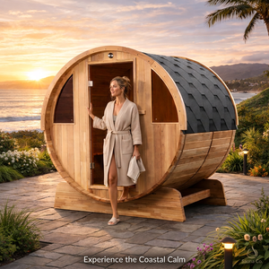 Sauna en bois massif de cèdre japonais de qualité supérieure, moderne, écologique, pour l'extérieur, 4 personnes, avec poêle Harvia. - Product Image 1