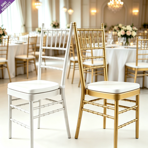 Factory Wholesale Stackable Hotel Party Wedding Event Metal Plastic Gold Chiavari <b>Chairs</b> - Product Image 1