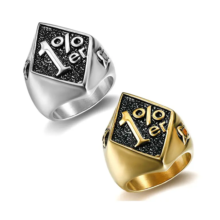 Fashion 1% er Biker Ring Stainless Steel Silver Outlaw Lawless men band Gold one percent HD rings Heavy Motorcycle Club Jewelry