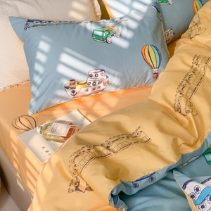 Ensemble <span class=keywords><strong>de</strong></span> literie enfant quatre pièces en coton simple, taille personnalisée, motif dessin animé mignon, avec drap et <span class=keywords><strong>housse</strong></span> <span class=keywords><strong>de</strong></span> <span class=keywords><strong>couette</strong></span> lavables, vente en gros - Product Image 2
