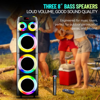 Altavoz SING-E JQS-9831 RGB LED DJ Party Blue T con Micrófono Inalámbrico de 300W PMPO para Karaoke en Casa, Uso en Exteriores, Computadora y Teléfono Móvil