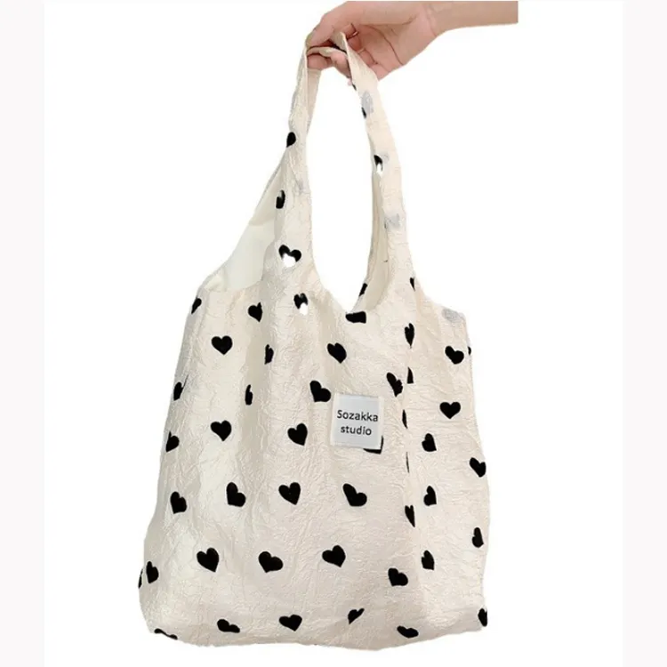 Wholesale cheap custom canvas tote bag women's shopping handbags for ladies travel makeup bags 2024