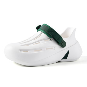 Sandales Crocs pour hommes, sangle blanche et verte, semelle épaisse en EVA, antidérapante, respirante, chaussures d'eau pour la plage et l'été - Product Image 5