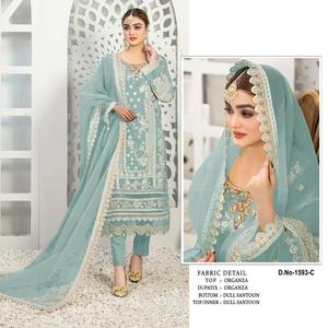 Designer Pakistani Suit With Embroidery Sequence with <b>Stone</b> Work Ethnic Clothing Salwar Suit at Affordable Price - Product Image 3