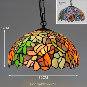 Luz colgante de luces de cristal colgante flor barroca antigua 6 8 pulgadas Retro teñido Tiffany lámparas colgante Tiffany lámpara de araña - Product Image 5