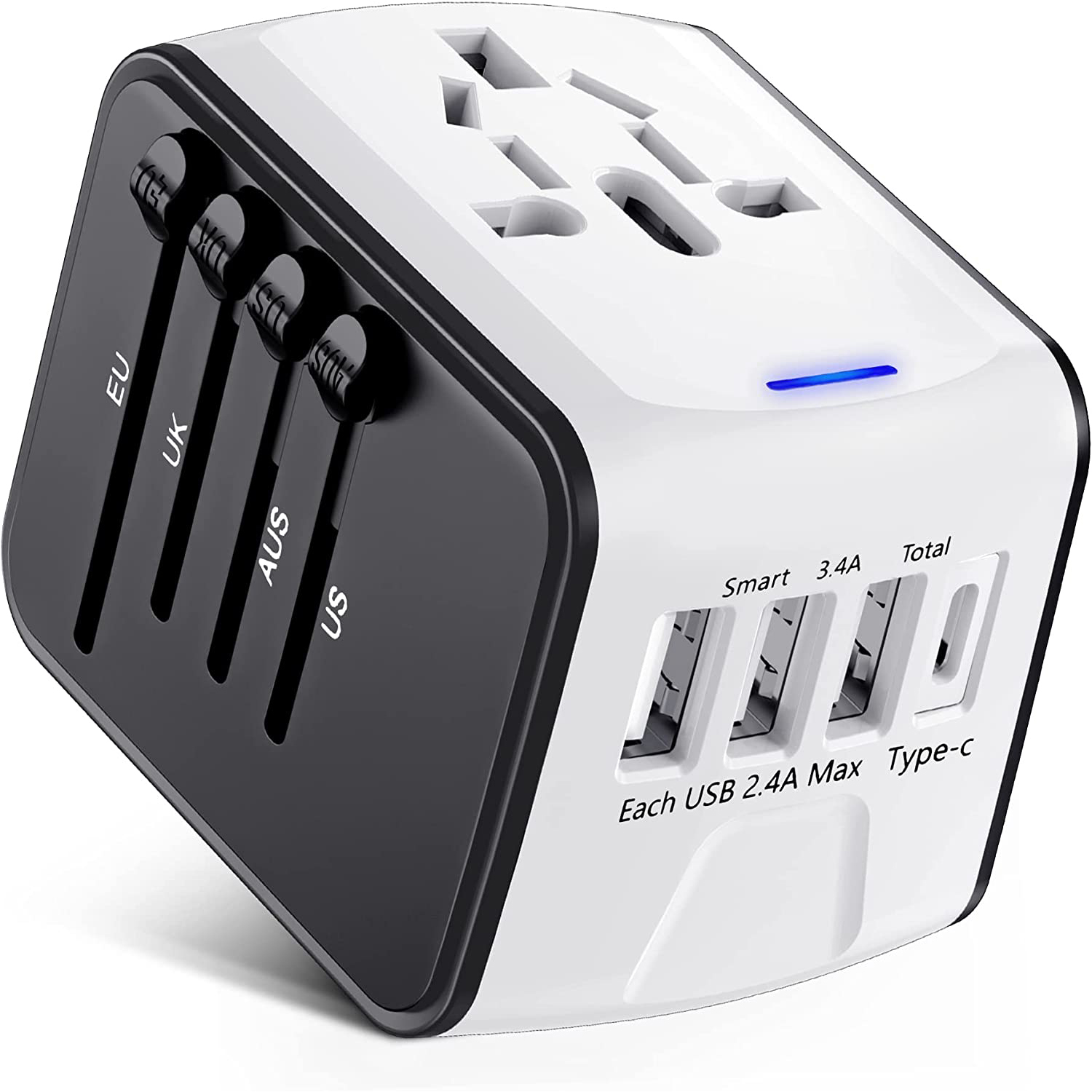 Adaptador de viaje internacional con USB tipo C, adaptador de viaje Universal