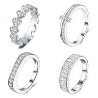 Assortiment de bagues empilables en argent sterling S925 pour femmes, avec moissanite, délicates bagues d'éternité, formes multiples de pierres, bijoux fins