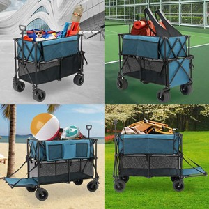 बाहरी डबल डेकर फोल्डेबल वैगन के लिए अद्वितीय डिजाइन 300L समुद्र तट वैगन ट्रॉली - Product Image 6