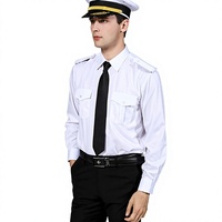 Camisa de Uniforme de Piloto de Verano Personalizada para Hombre, Camisa de Trabajo de Capitán de Manga Larga Blanca, Cadete de Aviación