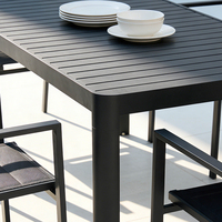 Mesa de Comedor Extensible de Aluminio para Exteriores HOMFUL, con Tablero de Listones, Rectangular, para Patio y Jardín