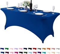 Housse de table TY Classicblue en spandex pour table de 8 pieds, ajustement universel extensible pour fêtes, banquets, mariages, événements et usage domestique