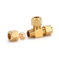 Grosir kuningan menebal Tee Ferrule bersama tugas berat tabung tembaga Ferrule sama Tee untuk Humidifier & penggunaan kapal