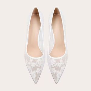 Tacones Altos Finos y Sensuales de Lujo para Novias y Bodas, Tacones Altos de Encaje Blanco para Boda, Zapatos de Lujo para Mujer, Diseño de Alta Calidad - Product Image 4