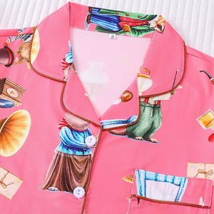 Conjunto de Pijama de Manga Corta con Estampado de Gato y Zorro Rosa de Dibujos Animados, Suave y Transpirable, de 2 Piezas, Ropa de Dormir con Estampado de Animales <span class=keywords><strong>para</strong></span> Mujer - Product Image 2