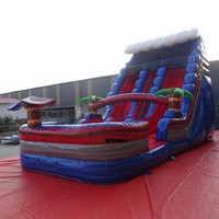 Toboggan aquatique gonflable commercial de 5,5 m (18 pieds) à double piste avec piscine profonde intégrée pour location événementielle, enfants et adultes