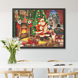 Scène de Noël décoration peintures led nuit lumineuse 5d bricolage diamant peinture kits pour adultes - Product Image 3