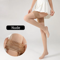 Collants d'hiver grande taille 20D, bas cuissardes en dentelle avec silicone antidérapant, extra larges, pour femmes courbées