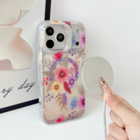 Nouvelle coque de téléphone magnétique anti-chute avec cadre d'appareil photo en strass floral de haute qualité pour iPhone 18 Pro Max iPhone 17 Pro Max