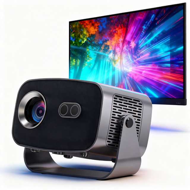 V100 Android 11 Smart Mini Projector 220ANSI WiFi 6 LED Portable Home Theater Projector for Indoor & Outdoor Use