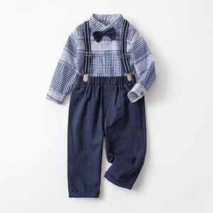 Conjunto de ropa formal de dos piezas para niños de primavera y otoño, ropa infantil a cuadros de manga larga para caballero de un año de edad, <span class=keywords><strong>9</strong></span> años - Product Image 1