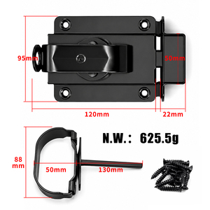 Loquet de porte <span class=keywords><strong>en</strong></span> acier thermolaqué noir, robuste, pour clôture de jardin, grange, abri, <span class=keywords><strong>quincaillerie</strong></span> de portail coulissant - Product Image 3