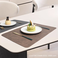 Nouveau Set de Table en Cuir Haut de Gamme Luxe, Tapis de Table Occidental Anti-Chaleur et Anti-Huile, Tapis de Table Épais en Tissu