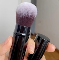 Pinceau de maquillage rétractable personnalisé à poils synthétiques pour poudre libre, blush et cosmétiques visage