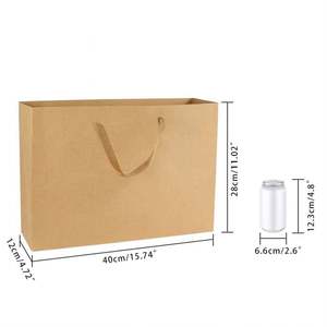 Sac de shopping en papier kraft KM, promotionnel, OEM, à bas prix, pour la vente au détail, l'épicerie, les boutiques, les marchandises, les cadeaux de fête, les mariages - Product Image 2