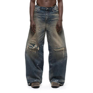 Vaqueros Desgastados con Efecto Pintado a Spray para Hombre, Estilo Vintage, Holgados, Rotos, Vaqueros de Mezclilla a la Moda para Hombre, Streetwear - Product Image 1