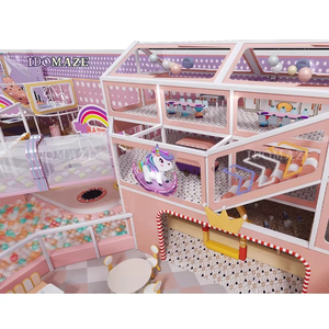 Aire de jeux intérieure commerciale sur le thème de la licorne de cirque, parc d'attractions pour enfants avec toboggan en spirale et piscine à balles - Product Image 3