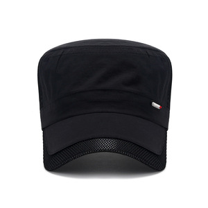 <b>Flat</b> Cap Mesh Breathable Sun <b>Hat</b> For Men Summer Outdoor Sport Protection Black - Product Image 1