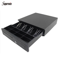 SuperWin LAS-410 Hochleistungs-POS-Kassenschublade aus 405 Stahl mit USB und verstellbarem 5/8-Fach-Einsatz für den Einzelhandel und Kassenbereich