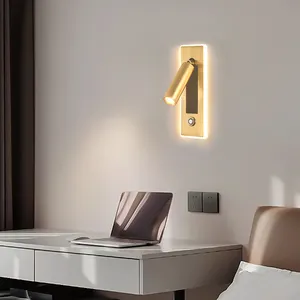 Cabecero de hotel para el hogar, lámparas de lectura doradas, luces de pared led modernas simples de 3W, apliques de pared para cabecera