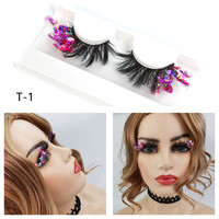 Faux cils avec Fluorescence de couleur avec paillettes faux cils colorés en vrac maquillage dramatique faux cils maquillage de fête