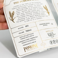 Étiquette adhésive personnalisée imperméable en feuille d'or, papier texturé de luxe haut de gamme, autocollant double face pour bouteille de vin