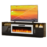 Meuble TV de salon de luxe moderne et minimaliste en bois avec foyer électrique intelligent intégré