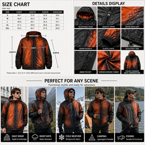Custom Mens Thermochromic Jacket Hooded <b>Full</b> Zip Polyester Outdoor Windbreaker OEKO TEX Certified - Product Image 2