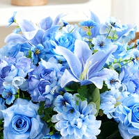 Arrangement floral artificiel pour centre de table, décoration florale de table en soie avec fausses roses, fleurs pour table ronde de mariage, banquet, hôtel