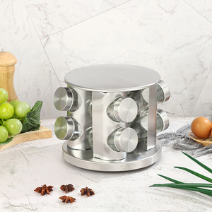 Wholesale New Style Rotating Tray Spice <b>Rack</b> with Round Bottle Stainless Steel <b>Kitchen</b> Organizer Pantry Cabinet for Seasoning - Product Image 2