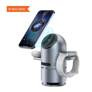 New Arrival Qi2.0 4-Trong-1 Động Cơ Kép Xoay Từ Sạc Không Dây Với Loa Cho Điện Thoại Thông Minh Đồng Hồ Tai Nghe - Product Image 1