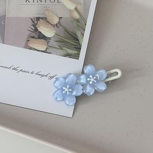 Heetverkopende roze sakura bloemen haarspeldje, schattig zoet kersenbloesem hars haarspeld voor meisjes, gemaakt van metaal - groothandel - Product Image 4