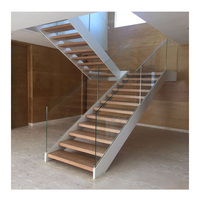 Escaliers d'intérieur droits flottants en bois pour appartements Design moderne noyer/chêne/caoutchouc dalle de granit Loft