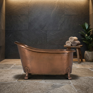 Baignoire en cuivre, métal, portable, ronde, autoportante, classique, écologique, pour la maison, l'hôtel, le spa - Product Image 2