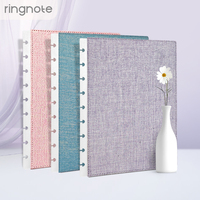 Carnet RINGNOTE de taille moyenne, couverture en tissu coton et lin, agenda tendance, journal personnalisé avec logo, carnet à feuilles mobiles à reliure à disques