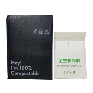 Custom Biodegradable Compostable Pink Black 4X8 6X10 Bubble Mailers Padded Envelope Shipping Bag With Logo